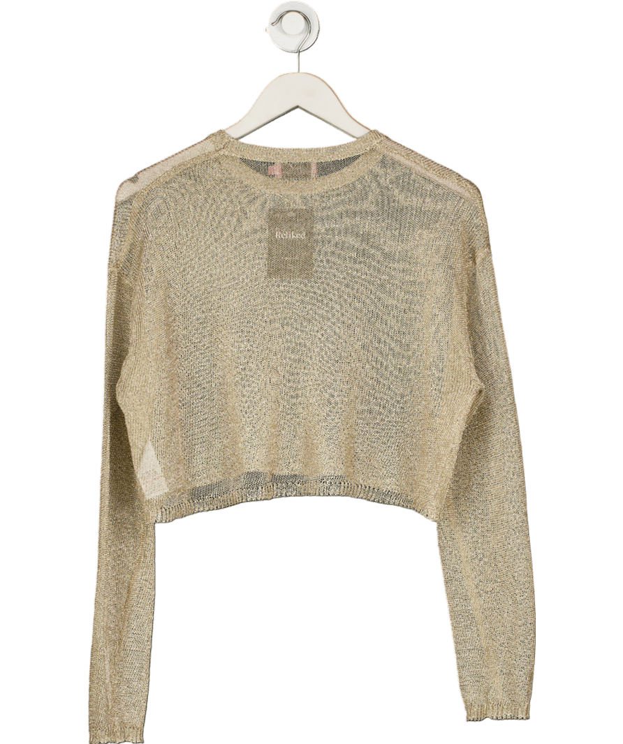 edikted Aviva Cropped Metallic Knit Top UK S - Reliked