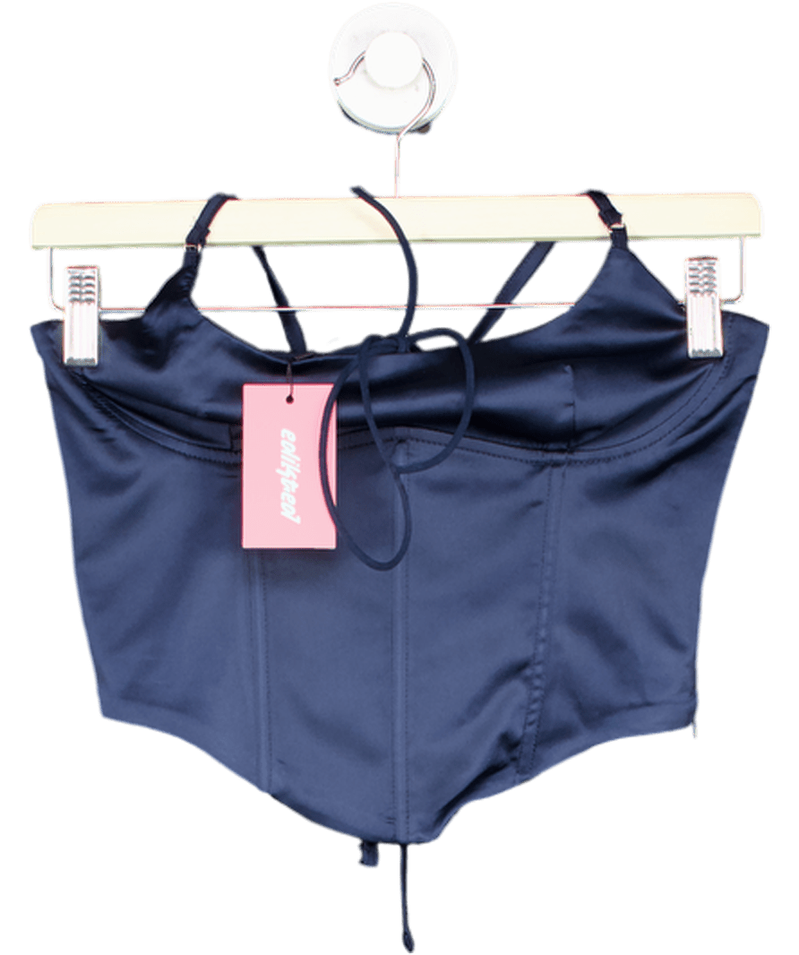 Edikted Blue Satin Corset Top UK S - Reliked