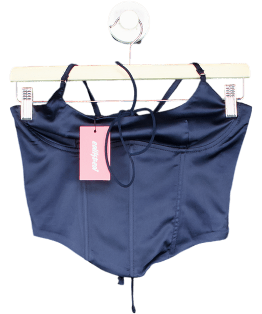 Edikted Blue Satin Corset Top UK S - Reliked