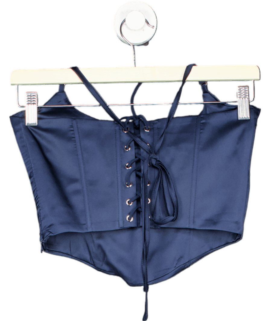Edikted Blue Satin Corset Top UK S - Reliked