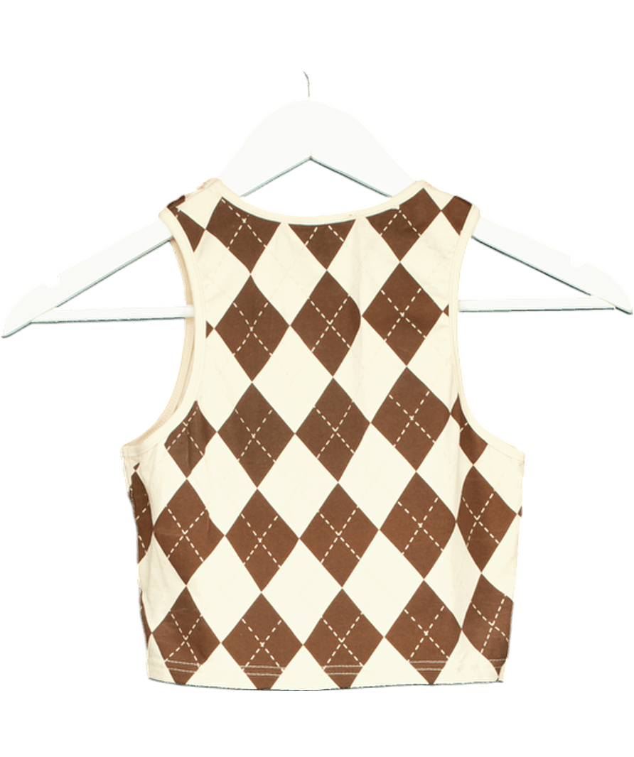 Edikted Brown Pringle Crop Top UK XS - Reliked