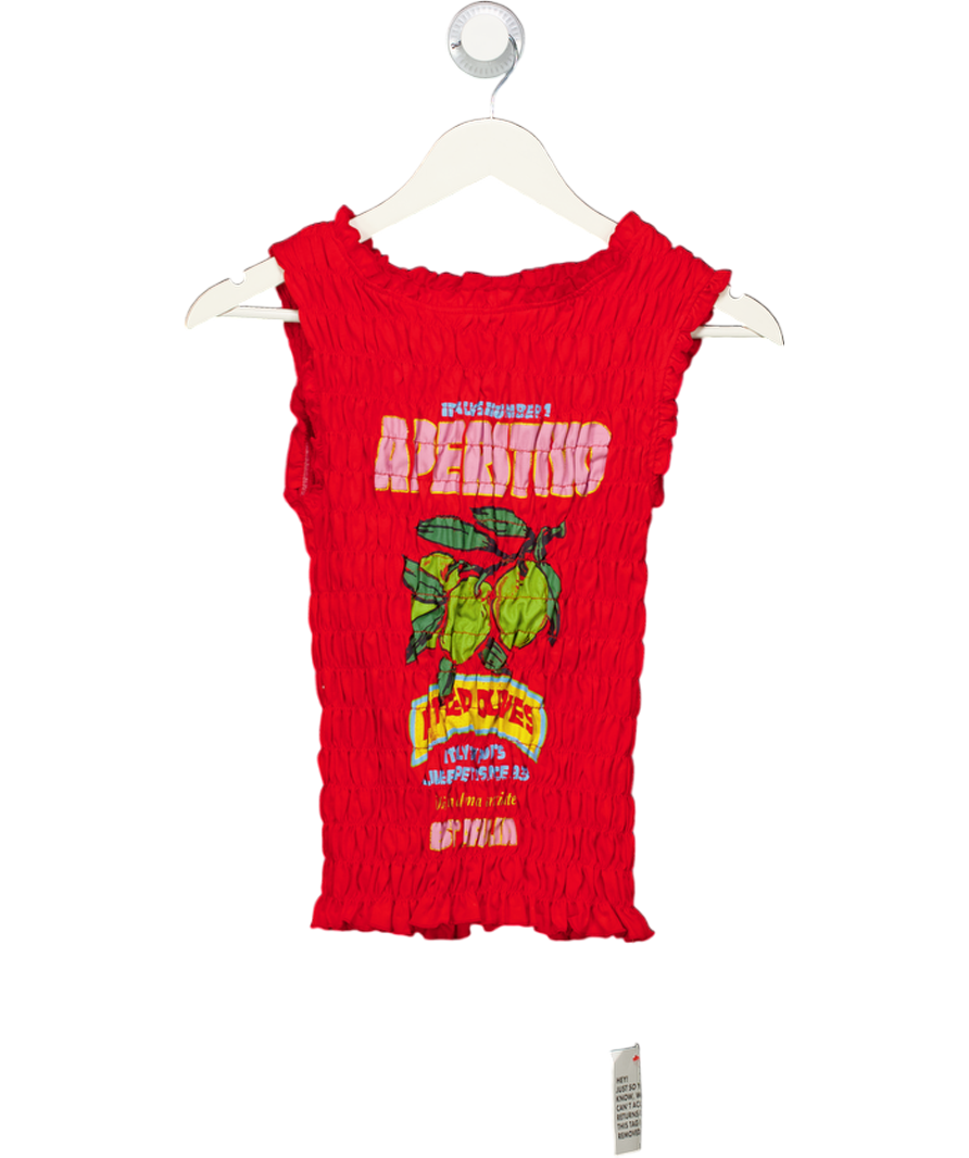 ASOS Red Shirred Tank Top UK S