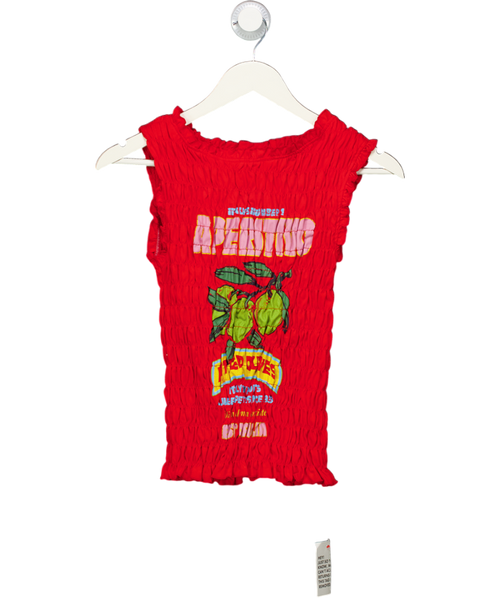 ASOS Red Shirred Tank Top UK S