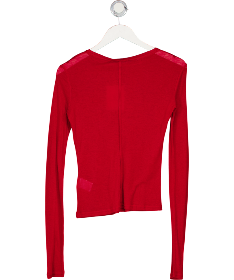 The Frankie shop Red Mesa Sheer Long Sleeve Tee UK S