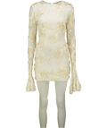 ROTATE BIRGER CHRISTENSEN Cream Rosita Floral-appliqué Mesh Minidress UK 8