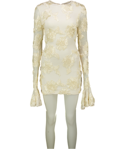 ROTATE BIRGER CHRISTENSEN Cream Rosita Floral-appliqué Mesh Minidress UK 8