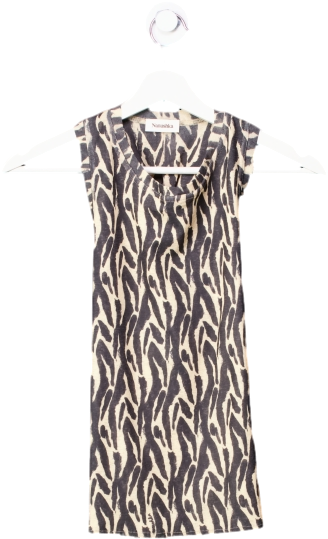 Nanushka Beige Safea Animal Printed Mesh Jersey Tank Top UK S