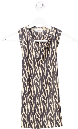 NANUSHKABeige Printed Mesh Sleeveless Top UK S