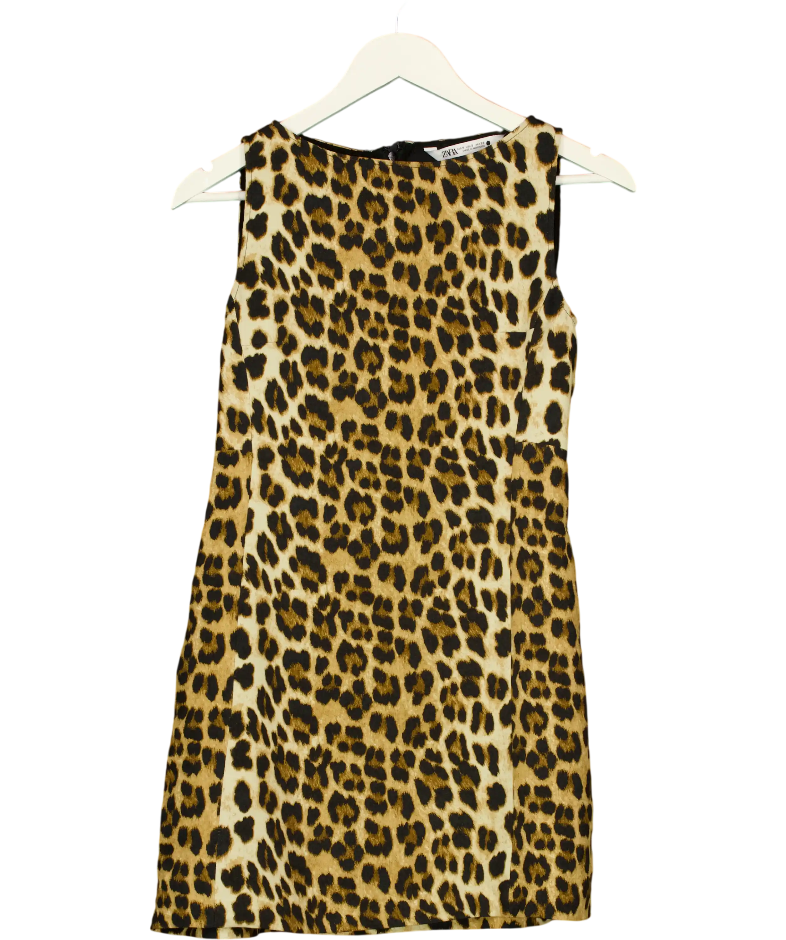 ZARA Brown Leopard Print Mini Shift Dress UK S