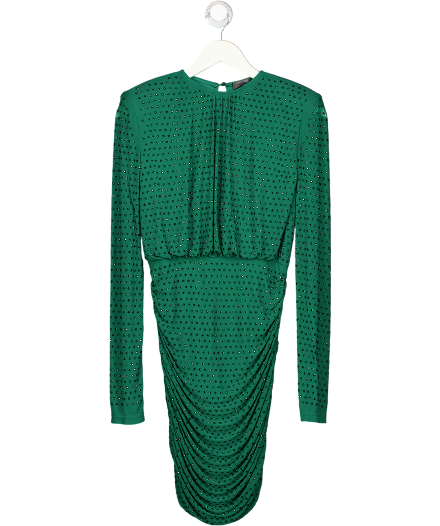 lipsy london Green Crystal Embellished Detail Long Sleeve Mini Dress UK 8