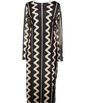 FASHION SZN Black / Cream Print Dress UK 20