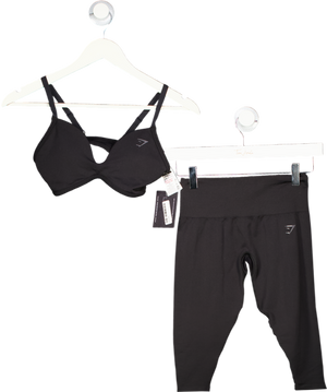 gymshark Black Soft Sculpt V-neck Sports Bra And Soft Sculpt Leggings UK S