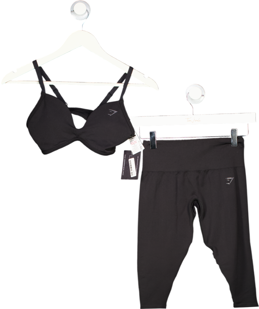 gymshark Black Soft Sculpt V-neck Sports Bra And Soft Sculpt Leggings UK S