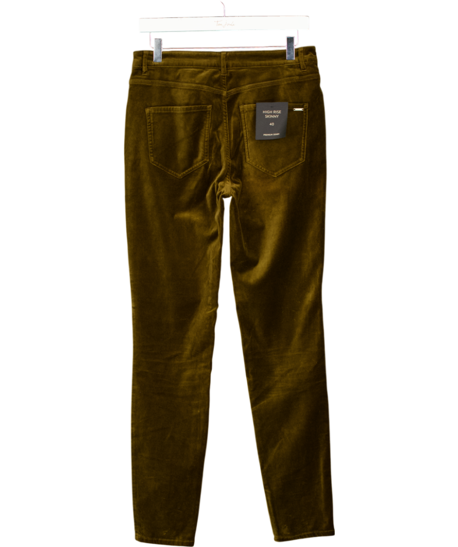 MASSIMO DUTTI Olive Green High Rise Skinny Velvet Jeans UK 12