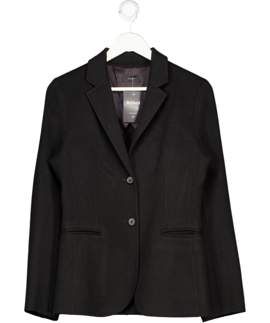 Joseph Black Double Faced Wool & Cashmere Blend Single Breasted Blazer UK 8