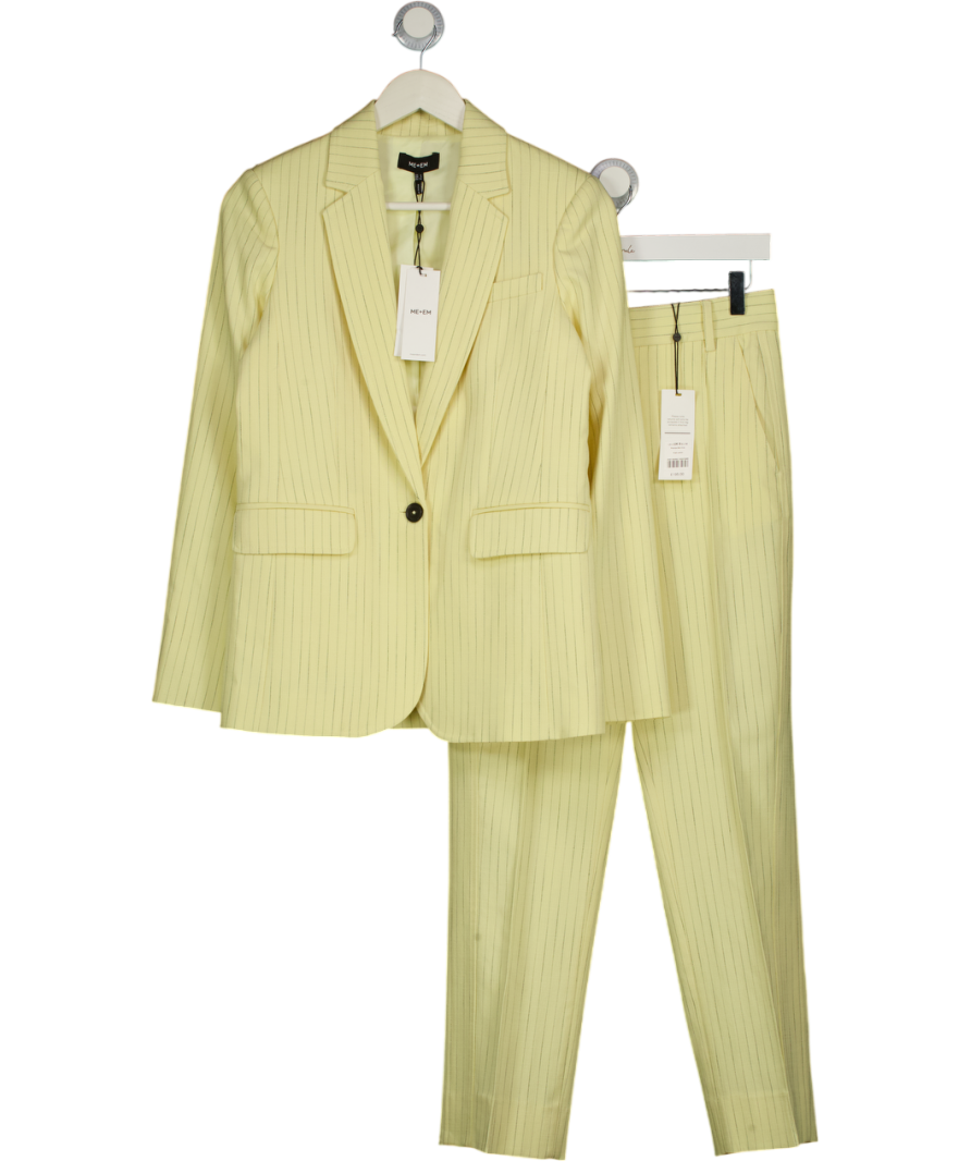ME + EM 2-piece Fresh Lemon Yellow Pinstripe Blazer (uk 6) & Slim Crop Trouser Set UK 8