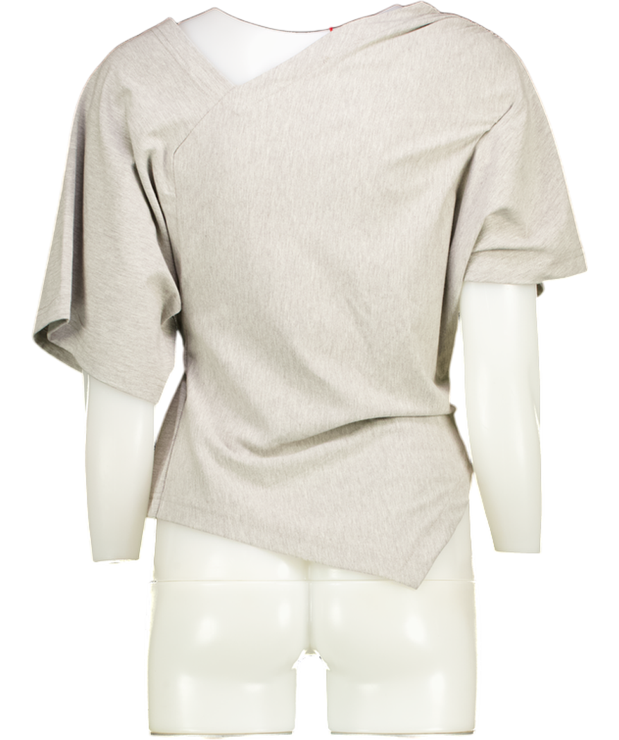 PEACHY DEN Grey Nico Asymmetric Cotton-jersey Top UK L