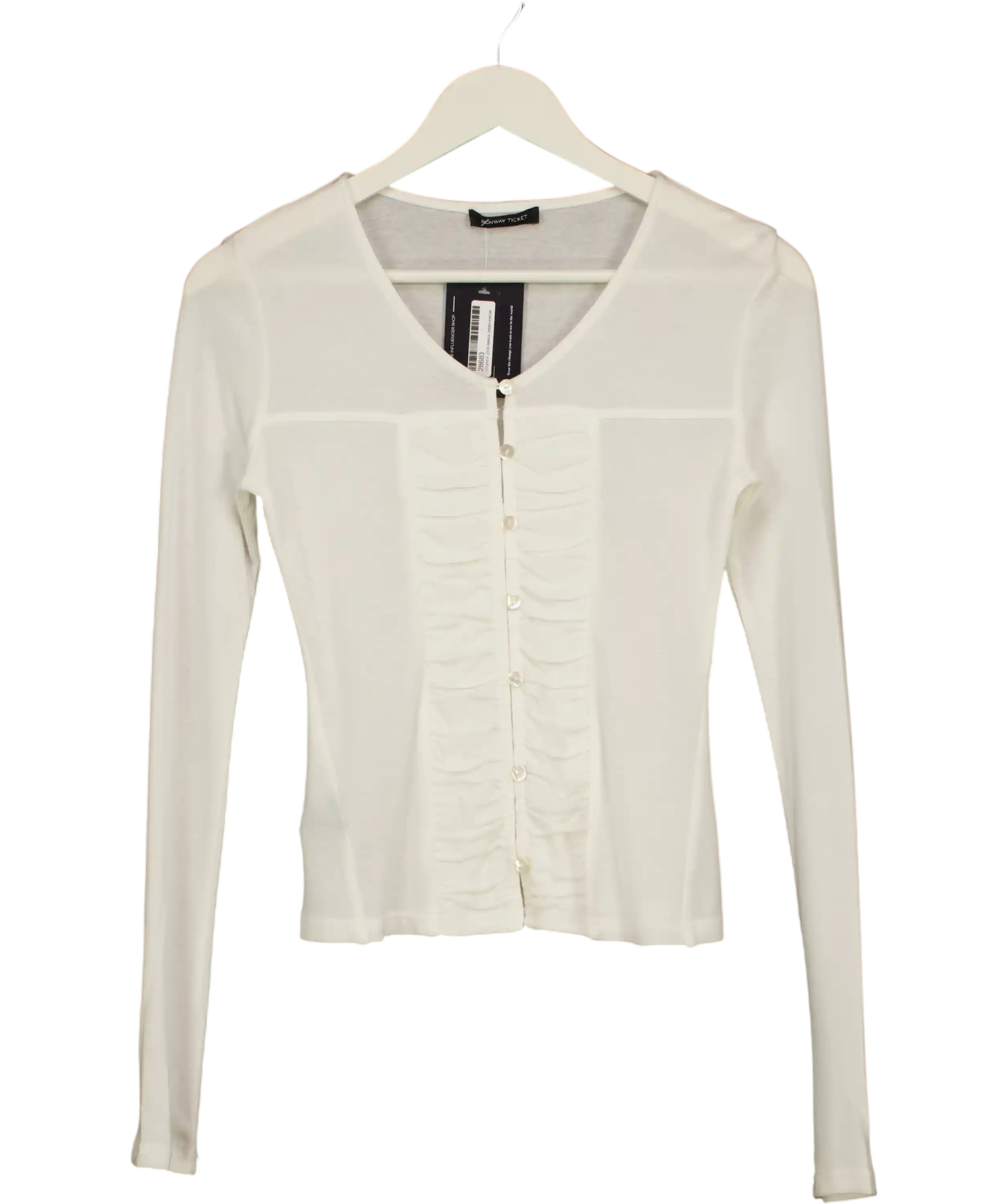 Runway ticket White Long Sleeve Button Up Top UK S