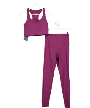 Girlfriend Collective Purple Compressive High Waisted Leggings And Sports Bra Set UK S