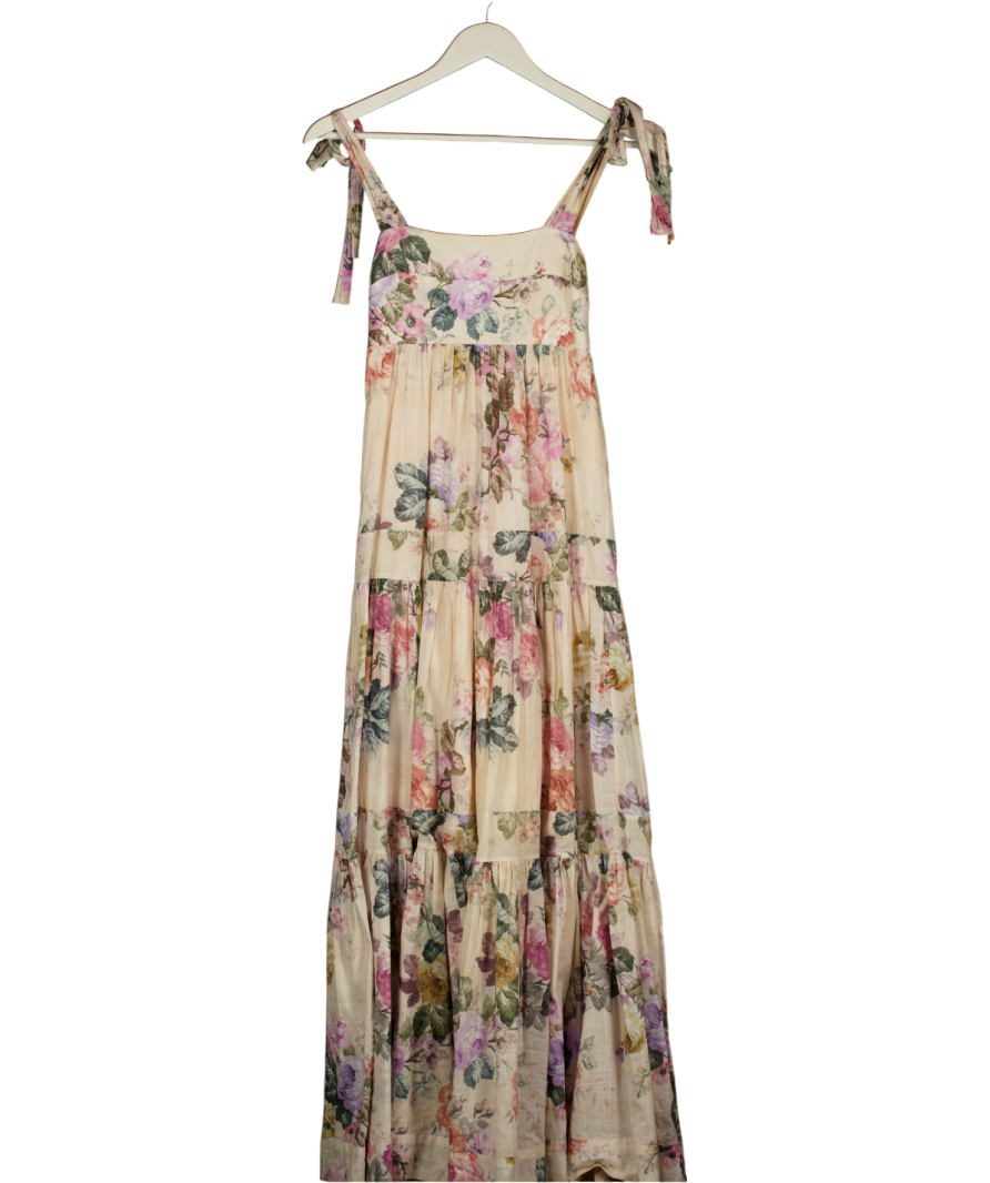 Zimmermann Multicoloured Brighton Tiered Floral-print Cotton Dress Sz0 UK 6