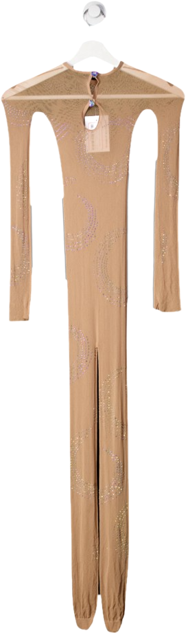 Poster Girl Nude Embellished Long Sleeve Jumpsuit One Size