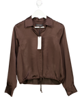 ZARA Chocolate Brown Satin Bubble Hem Shirt UK S