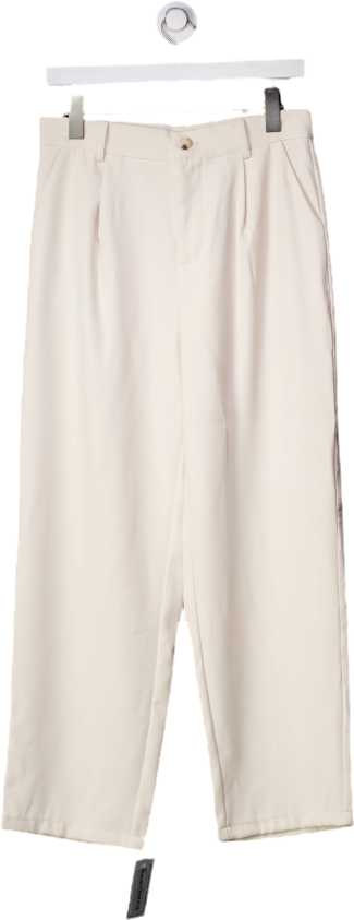 Beige Pleated Front Tailored Trousers UK S