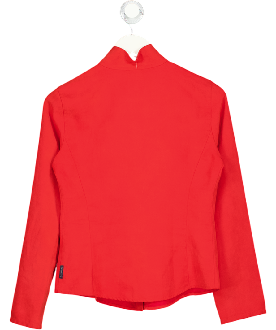 ARMANI JEANS Red Peach Skin Button Through Shirt UK 10