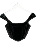 VICTORIA'S SECRET Black Velvet Boned Corset Top UK S