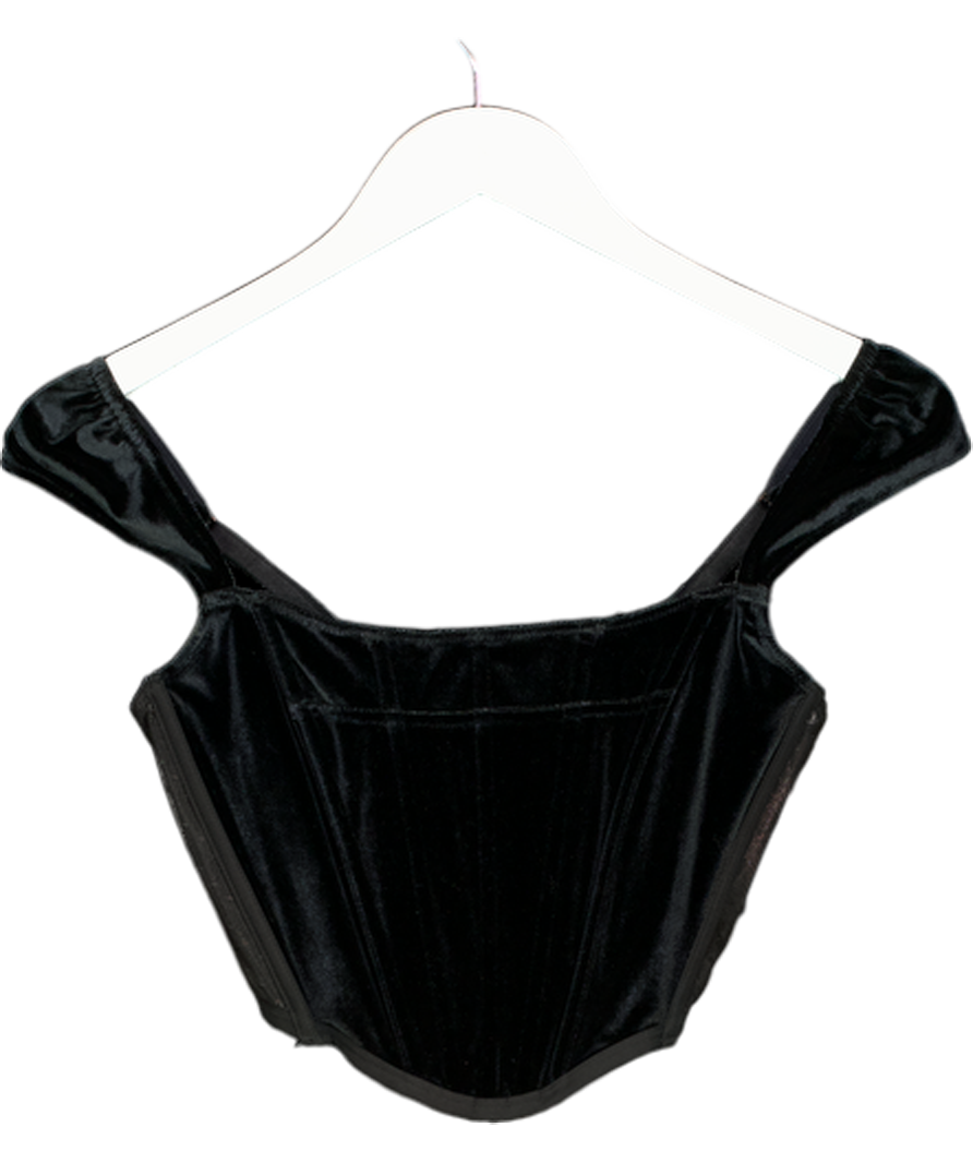 VICTORIA'S SECRET Black Velvet Boned Corset Top UK S