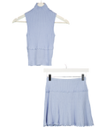 MESHKI 2-piece Cornflower Blue Pointelle Knit Mini Skirt & Top Set UK XS/S