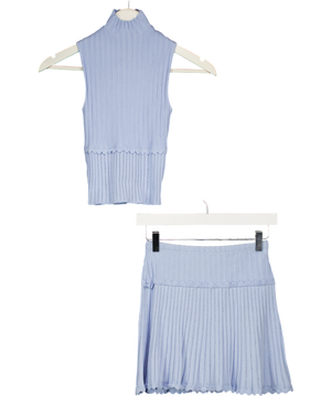 MESHKI 2-piece Cornflower Blue Pointelle Knit Mini Skirt & Top Set UK XS/S