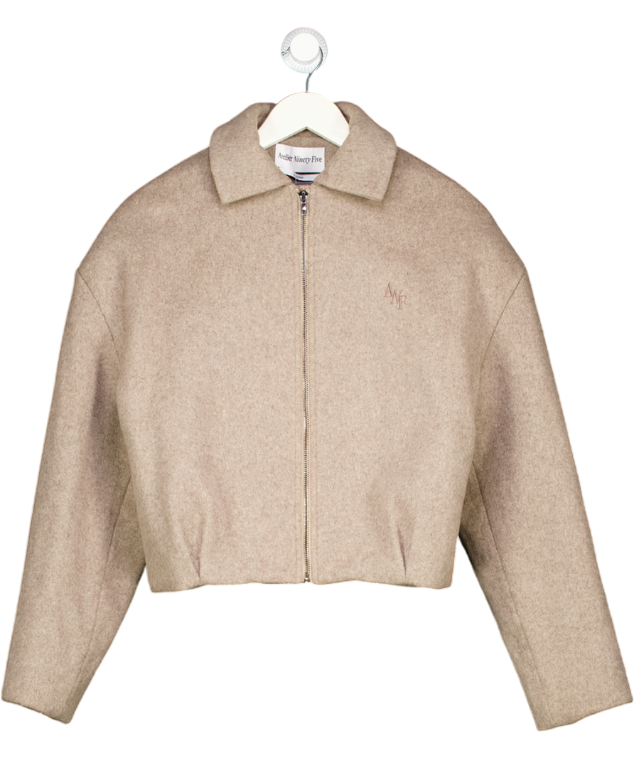 ATELIER NINETY FIVE Beige Wool Blend Boxy Jacket UK S