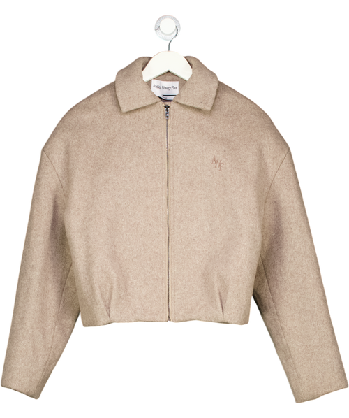 ATELIER NINETY FIVE Beige Wool Blend Boxy Jacket UK S