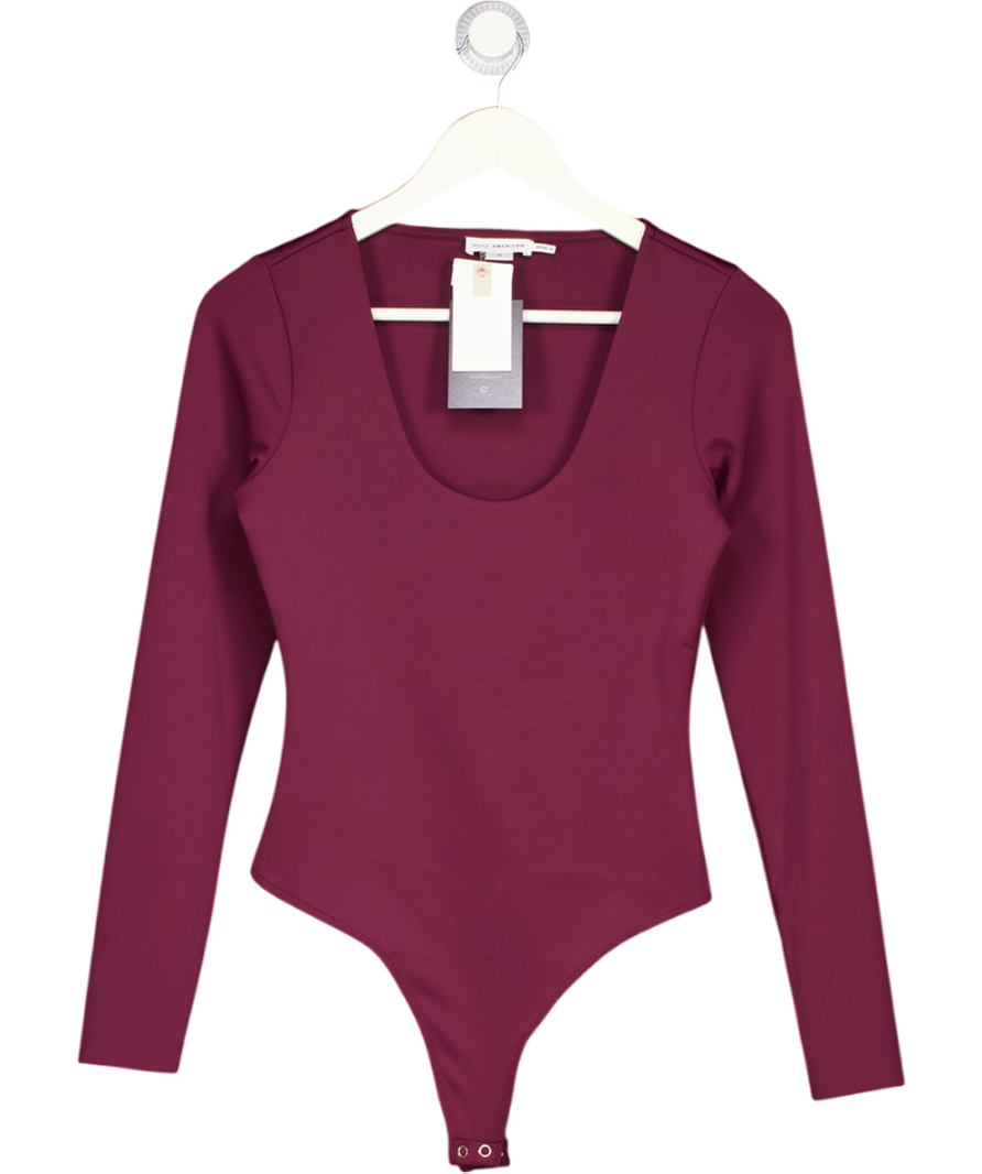 GOOD AMERICAN Dark Purple  Sculpting Scoop Neck Bodysuit UK S