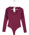 GOOD AMERICAN Dark Purple  Sculpting Scoop Neck Bodysuit UK S