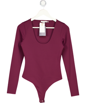 GOOD AMERICAN Dark Purple  Sculpting Scoop Neck Bodysuit UK S