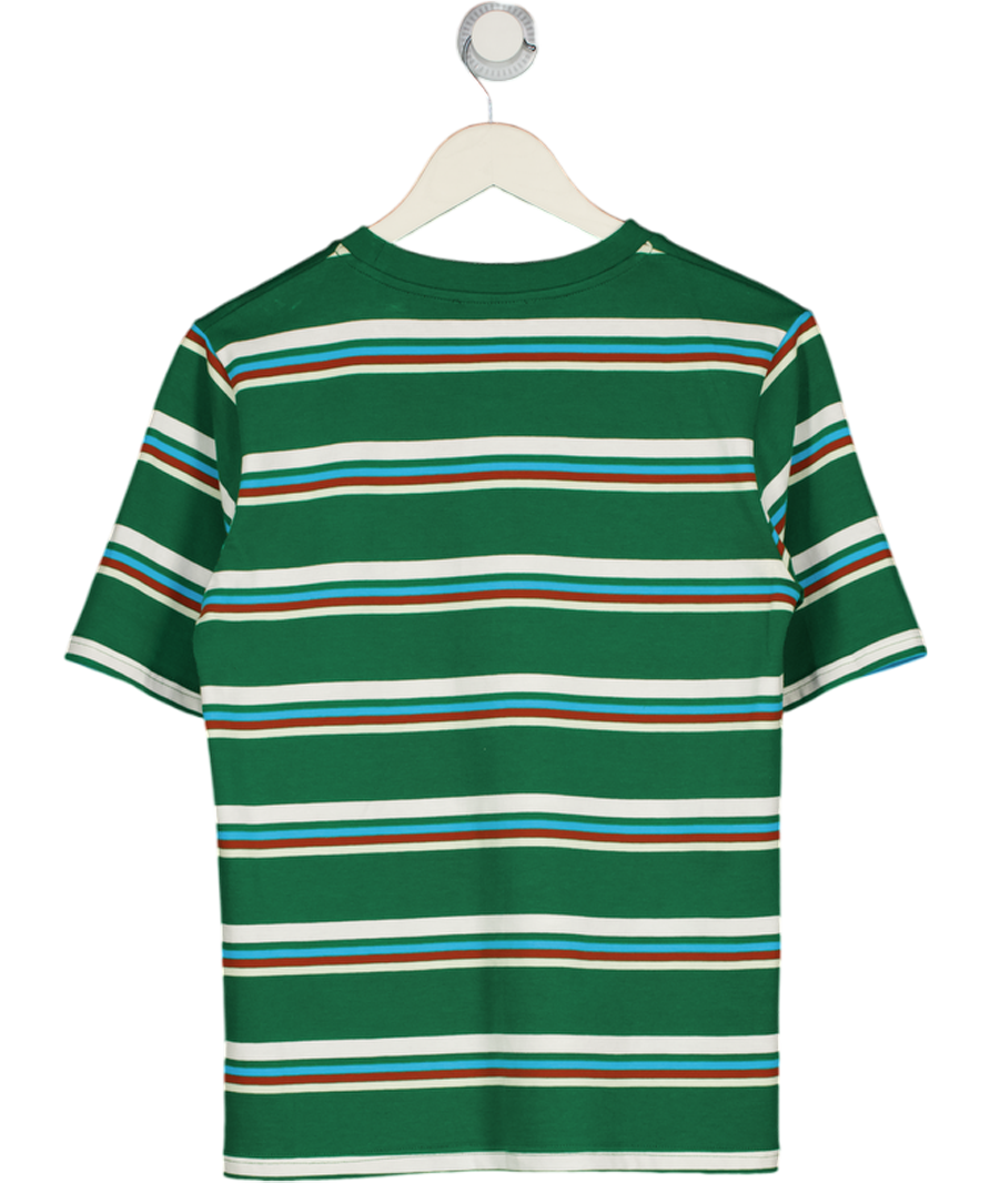 MIU MIU Green Classic Striped Pocket Logo  T-shirt UK M