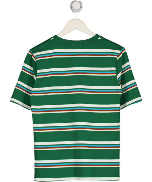 MIU MIU Green Classic Striped Pocket Logo  T-shirt UK M