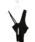 NA-KD Black Neck Detail Rib Top UK S