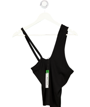NA-KD Black Neck Detail Rib Top UK S