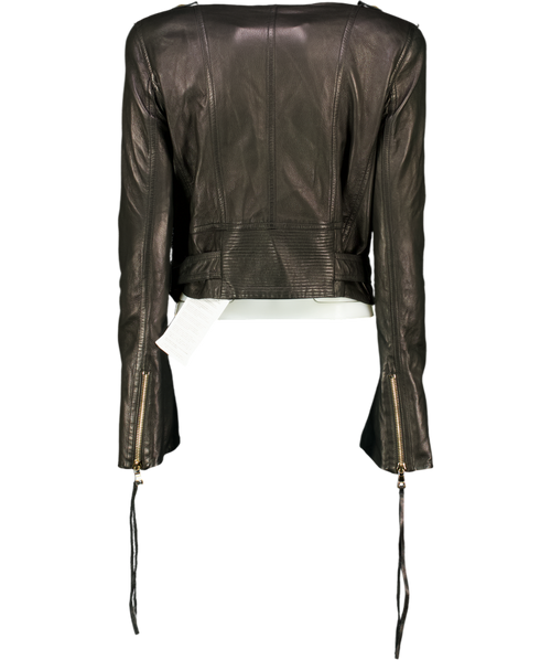 BALMAIN PARIS Black Butter Soft Leather Biker Jacket With Gold Hardware Fr38 UK 10