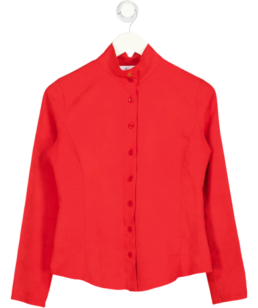 ARMANI JEANS Red Peach Skin Button Through Shirt UK 10