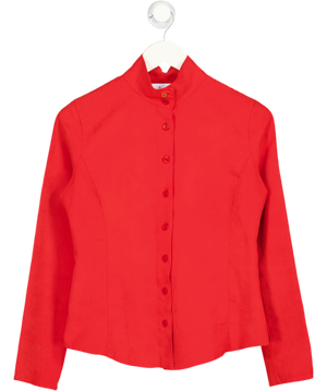 ARMANI JEANS Red Peach Skin Button Through Shirt UK 10