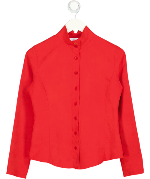 ARMANI JEANS Red Peach Skin Button Through Shirt UK 10