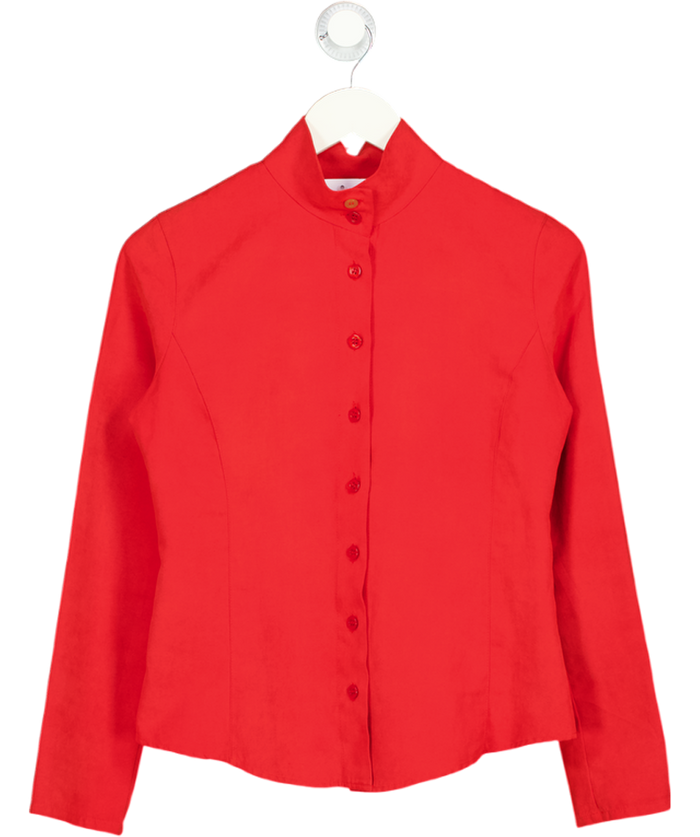 ARMANI JEANS Red Peach Skin Button Through Shirt UK 10