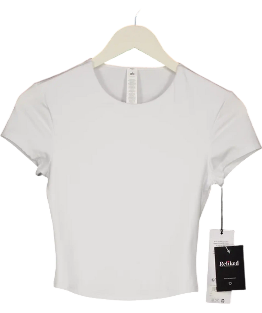 ALO White Softsculpt Precision Short Sleeve Top UK S