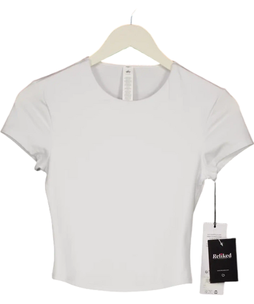 ALO White Softsculpt Precision Short Sleeve Top UK S