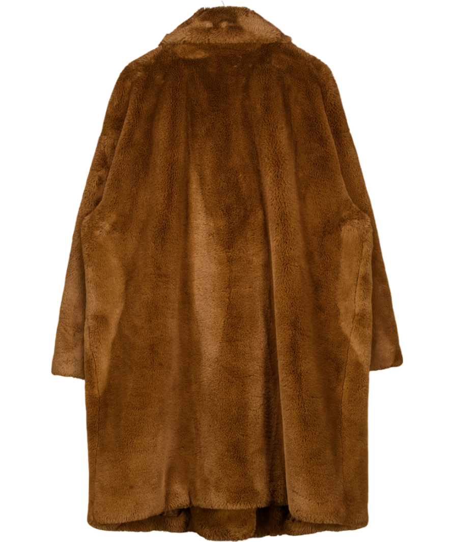 WHISTLES Brown Teddy Faux Fur Coat UK XL