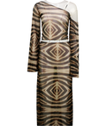 LUANA THE LABEL Brown Tiger Print Mesh Maxi Skirt UK S